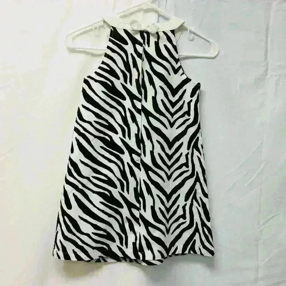 Gymboree Wild For Zebra Animal Print Shift Dress Black White size 7 girls - Picture 4 of 12